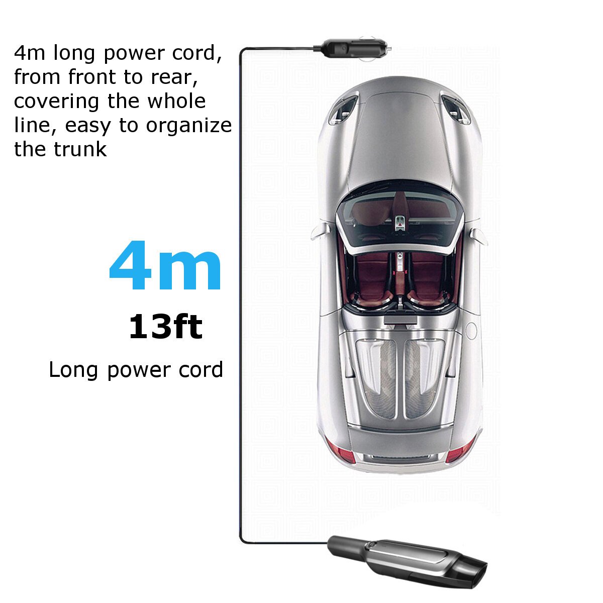 Handheld Car Vacuum Cleaner 120W 8000Pa Wet Dry Dual Use Lightweight Duster for Home Low Noise