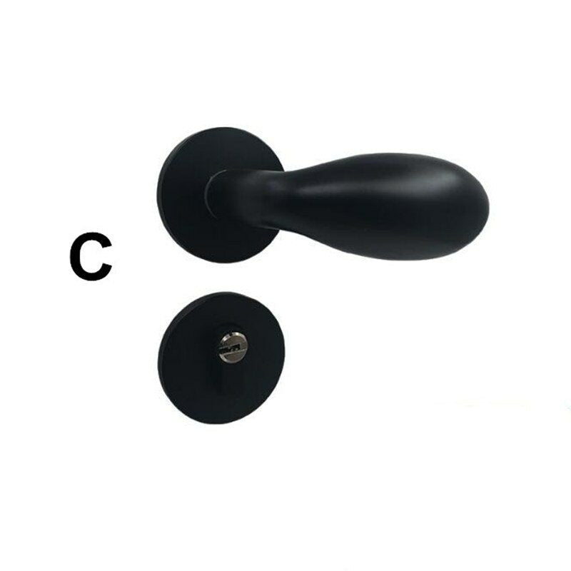 Matte Black Aluminum Door Lock Mechanical Interior Handle Cylinder Lever Latch Home Security Mute Locker With Keys