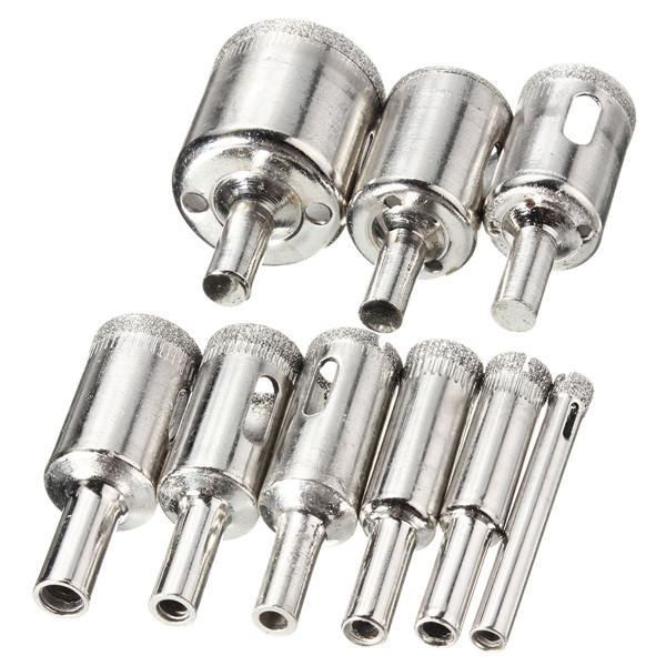 10pcs Diamond Hole Saw Drill Bit Set 6mm-30mm Tile Ceramic Glass Porcelain Marble Cutter