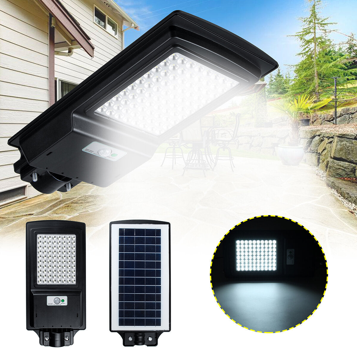 Radar Induction Solar Street Light Integrated Street Light New Rural Outdoor Waterproof Garden Light,80LED