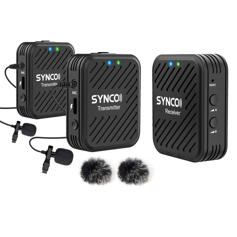 Wireless Microphone System 2.4GHz Interview Lavalier Lapel Mic Receiver Kit for Phones DSLR Tablet Camcorder