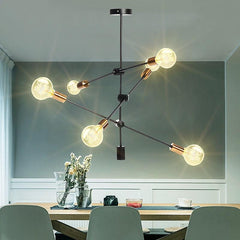 6 Heads Flush Mount Ceiling Light Chandelier, Modern Minimalism Metal Base Pendant Ceiling Lamp Hanging Lighting Fixture