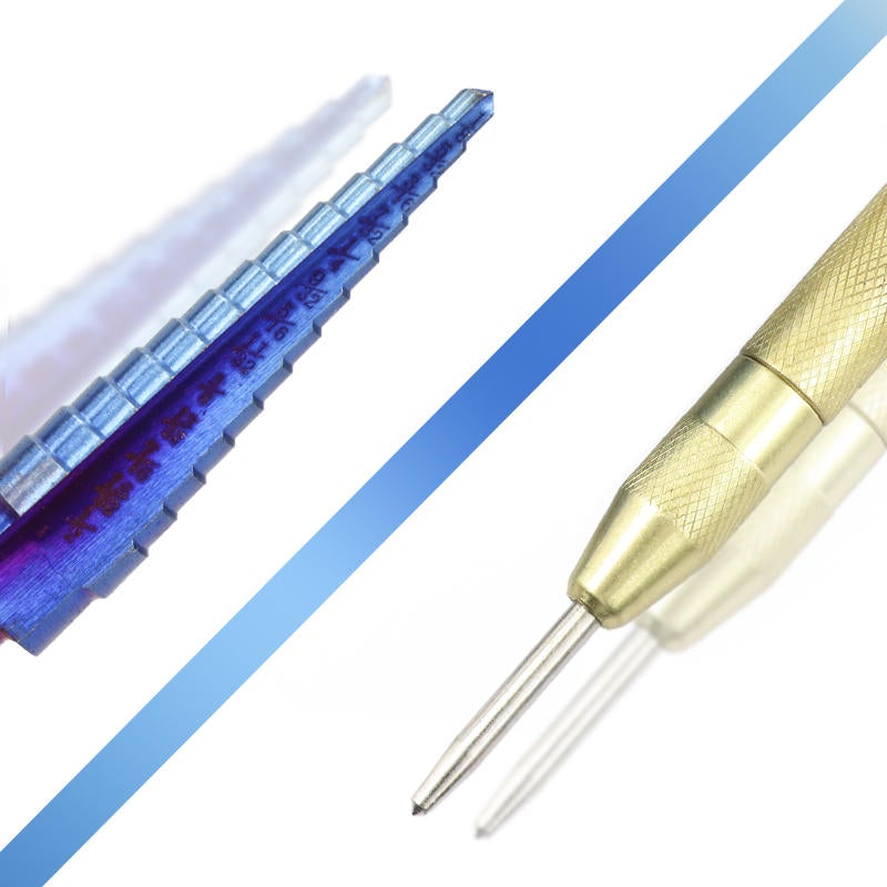 6Pcs HSS Nano Blue Coated Step Drill Bit With Center Punch Set Hole Cutter Drilling Tool