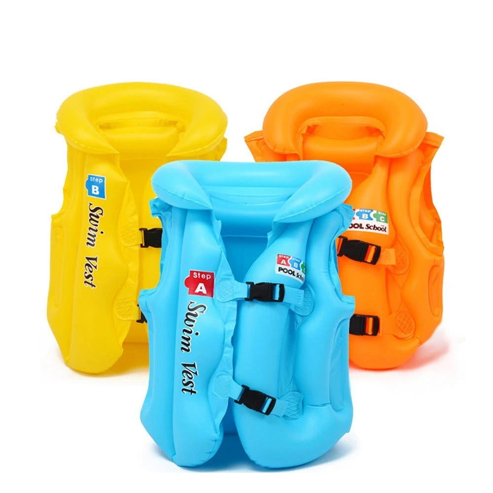 Kids Float Inflatable Swim Vest Solid Color Life Jacket Swimming Aid Learning Floats