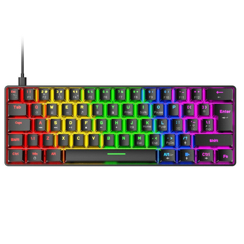 Mechanical Keyboard 62 Keys NKRO RGB Backlight Type-C USB Wired Waterproof ABS Keycap UK Layout PC Gaming Keyboard