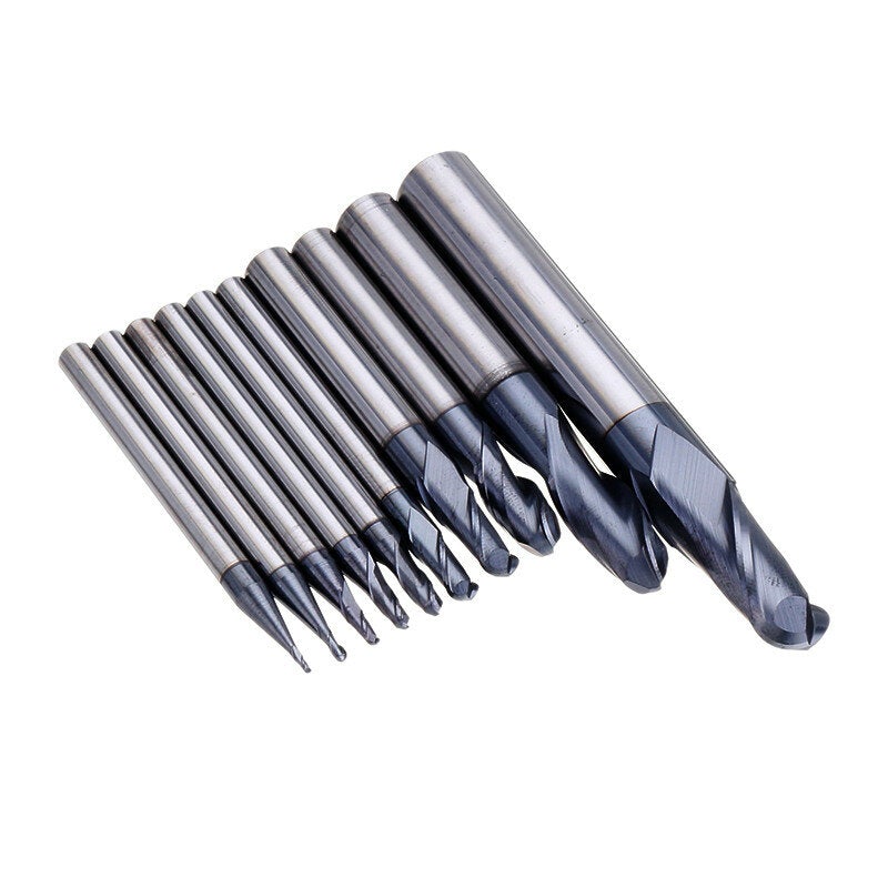 R0.5-R5mm Ball Nose Tungsten Carbide End Mill Cutter HRC55 TiAlN Coating CNC Tool