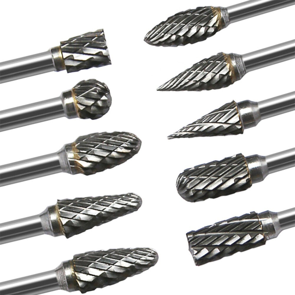 10pcs Carbide Tungsten Steel Electric Drill Grinding Head Rotary File Tungsten Steel Milling Cutter wood working Wood Carving