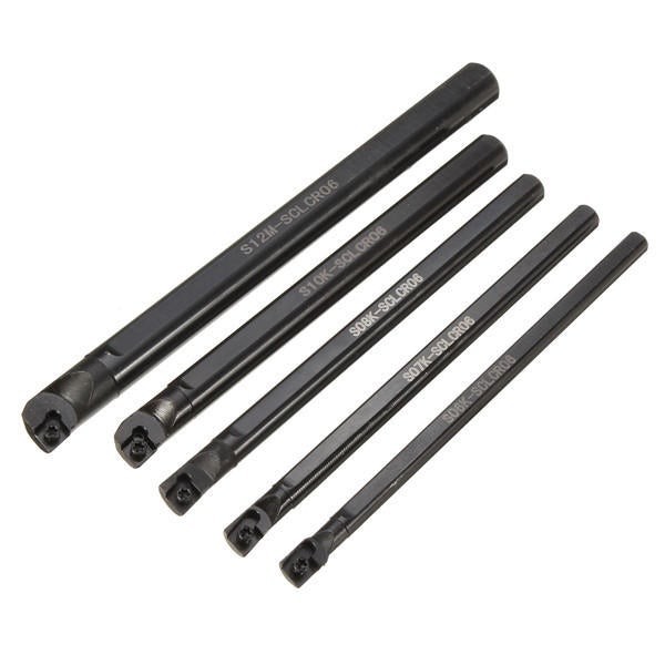 5pcs 6/7/8/10/12mm Lathe Boring Bar Tunring Tool With 5pcs CCMT0602 Insert