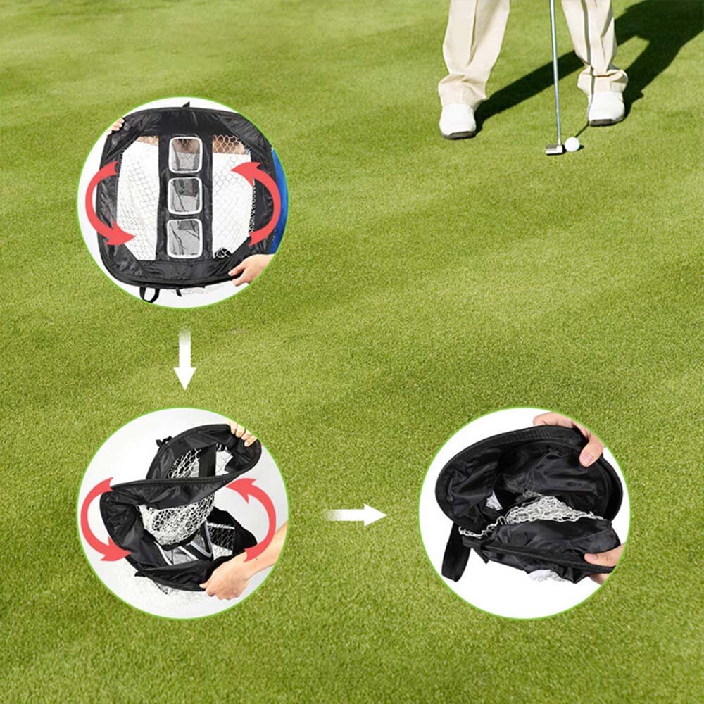 Foldable Portable Golf Chipping Net Indoor Outdoor Target Practice Accuracy Swing Hitting Nets With 3 Different Heights Net Pockets
