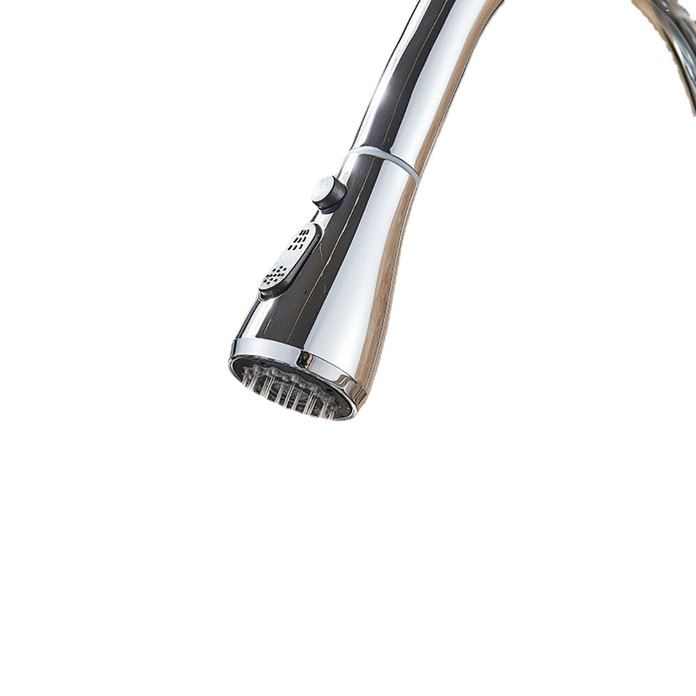 Chrome Kitchen Sink Faucets Brass Single Hole Pull Out Spout Hot Cold Water Mixer Stream Sprayer Head Tap