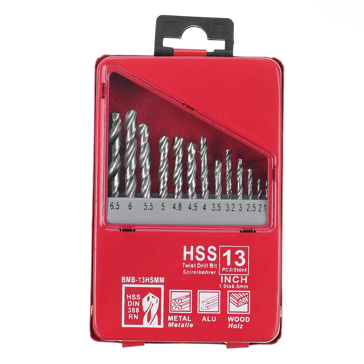 13PCS HSS Fully Ground Straight Shank Twist Drill Bit Set Kit Tool with Metal Case