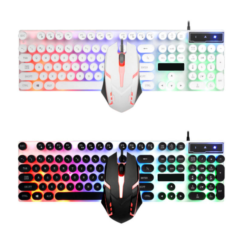 Rainbow Backlit USB Wired 104Key Mechanical Keyboard and 1600 DPI LED Mouse Combo