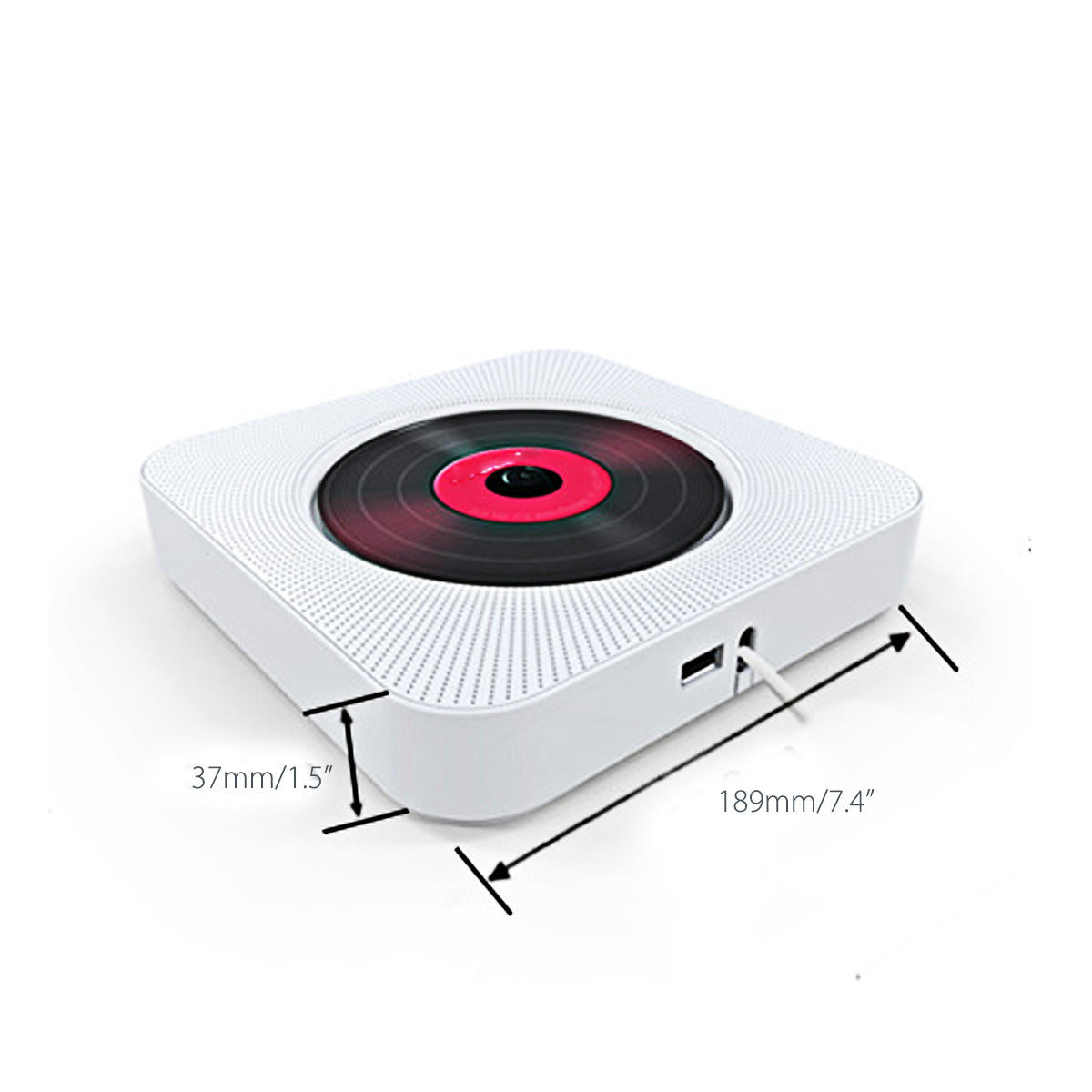 Wall Mounted Bluetooth CD Player Portable Home Audio Box with Remote Control FM Radio Built-in Hi-Fi Speakers MP3