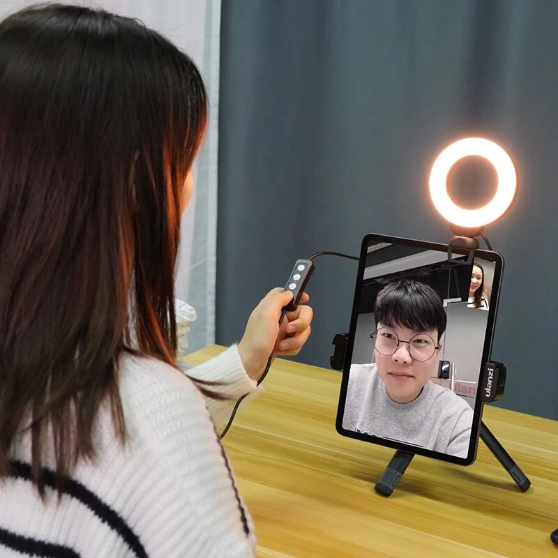 LED Video Light Ring Lamp With Clip Fill Light for iPad/Laptop Online Meeting Conference Light 4 Inch 3200K-6500K