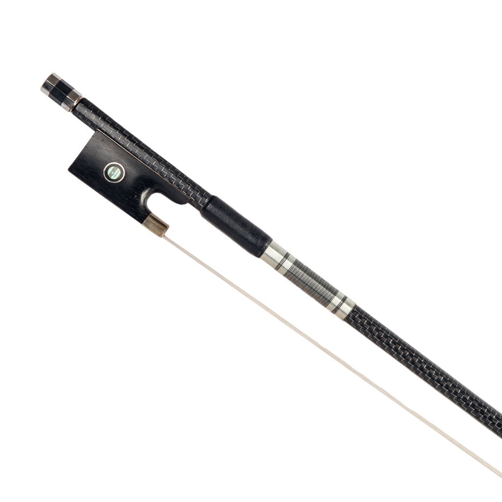 Master Silver Silk Braided Carbon Fiber Bow Sheepskin Grip Ebony Frog 4/4 Size Fiddle Bow