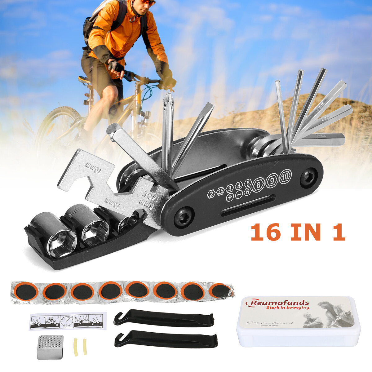 16 In 1 Multi-Function Bike Repair Tool Kit Grinding Film Torque Wrench Screwdriver