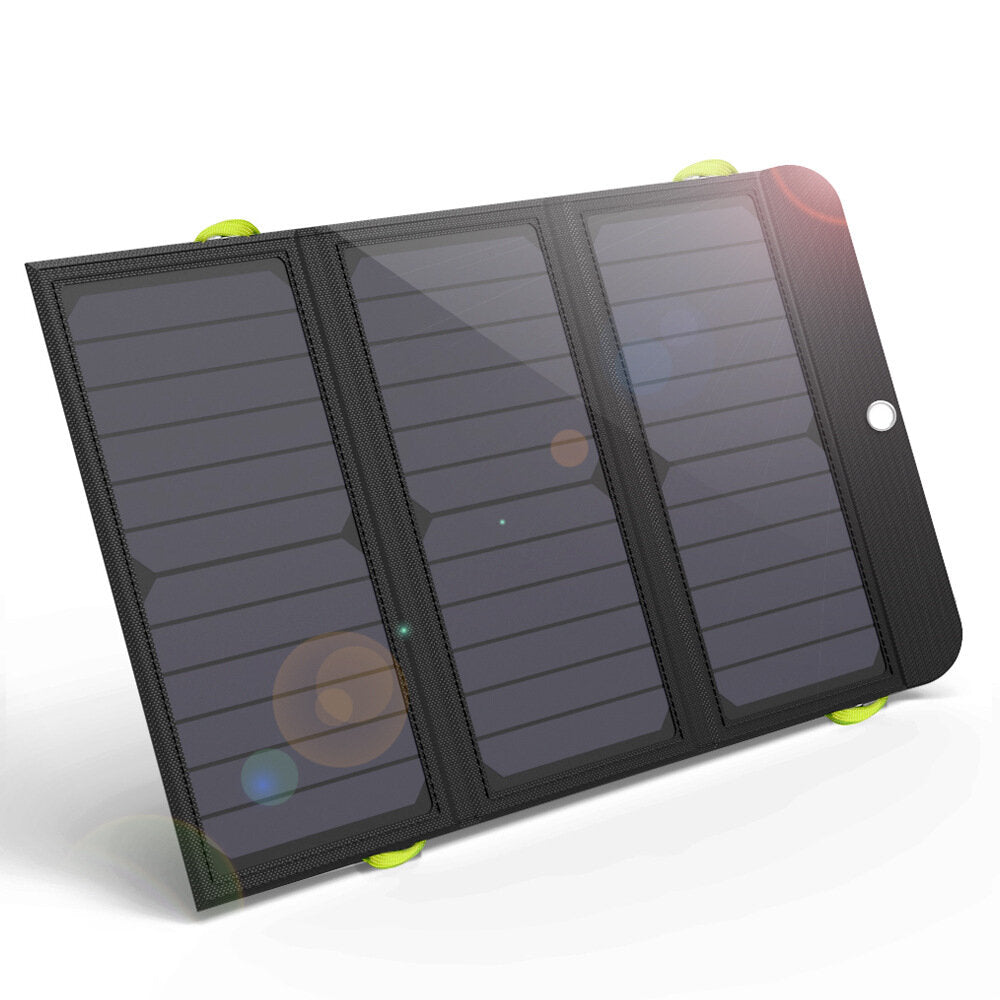 21W Solar Charger with 10000mAh Battery, 3 USB Ports(USB-C and USB-A) SunPower Solar Panel Power Bank For Outdoor Camping