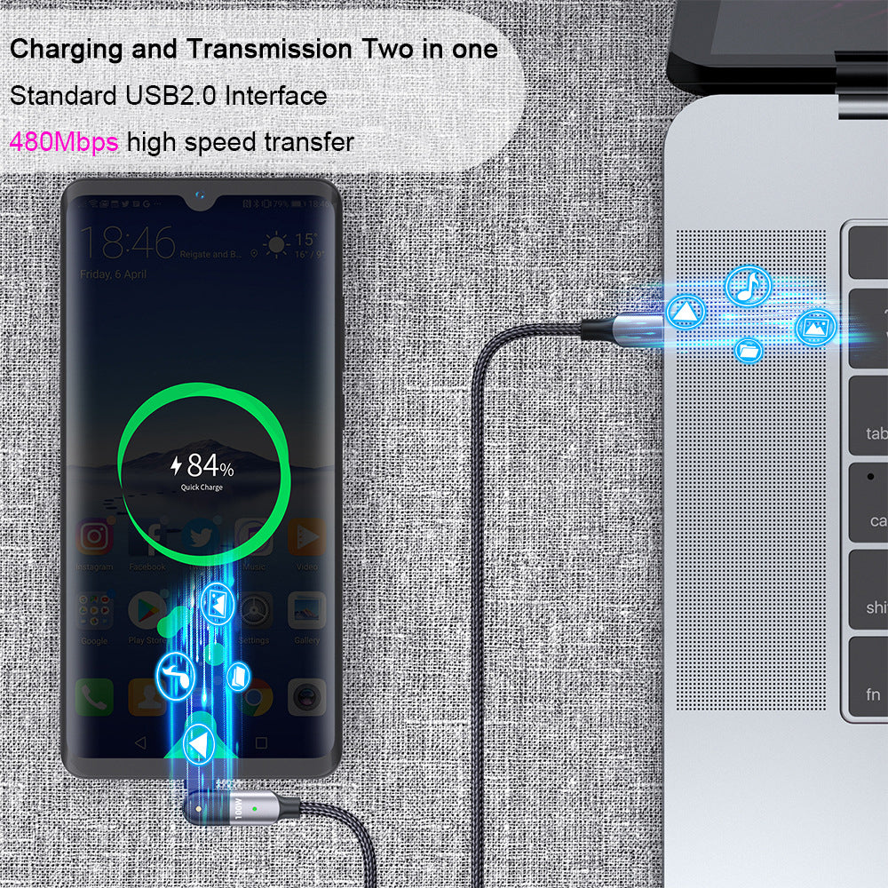 60W/100W Type-C Charging Cable C to C PP Braided Wire Support PD QC FCP Charging Protocol For Smartphone Tablet Laptop