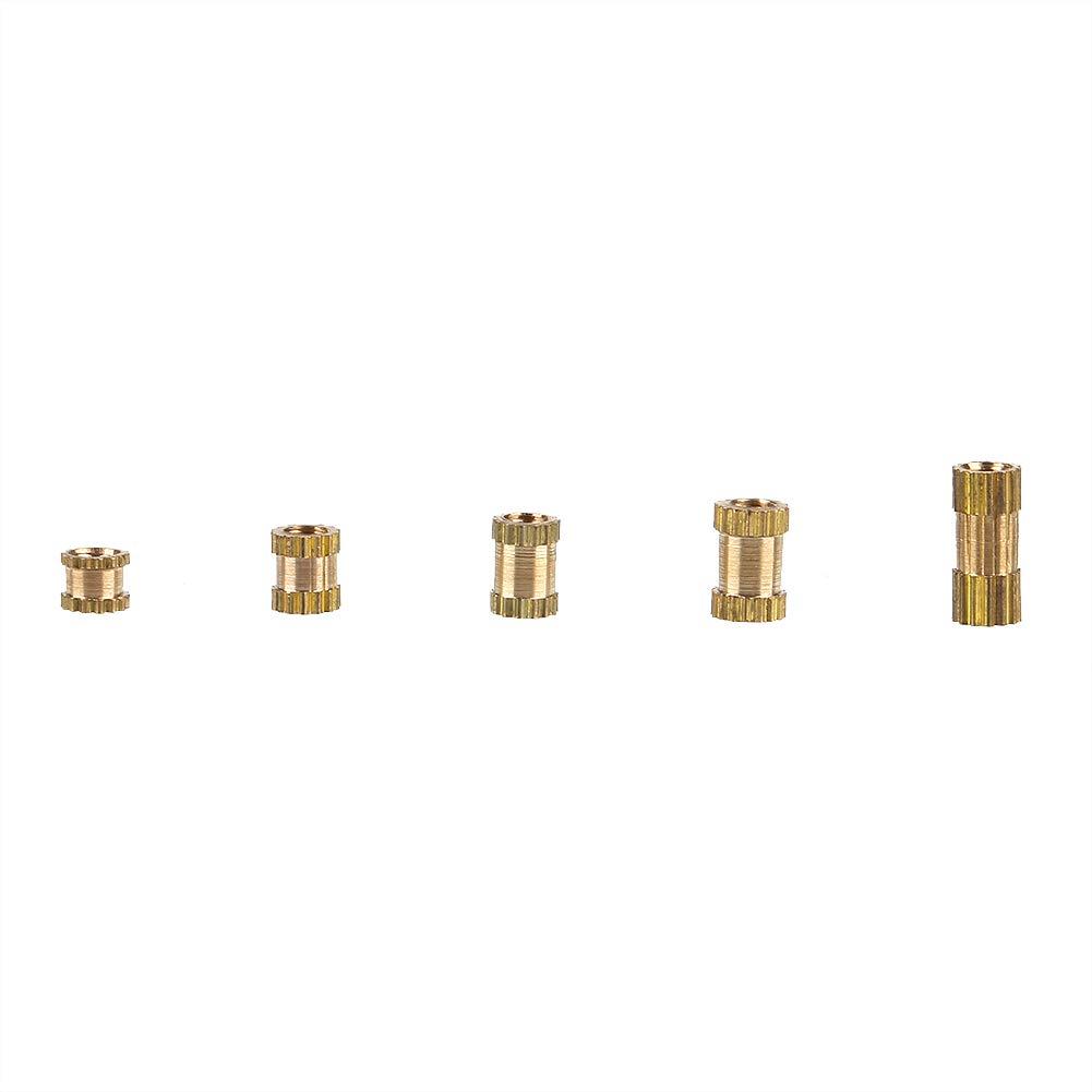 150Pcs M2.5 Brass Cylinder Knurled Nut Round Molded-in Insert Embedded Nuts Assortment Set