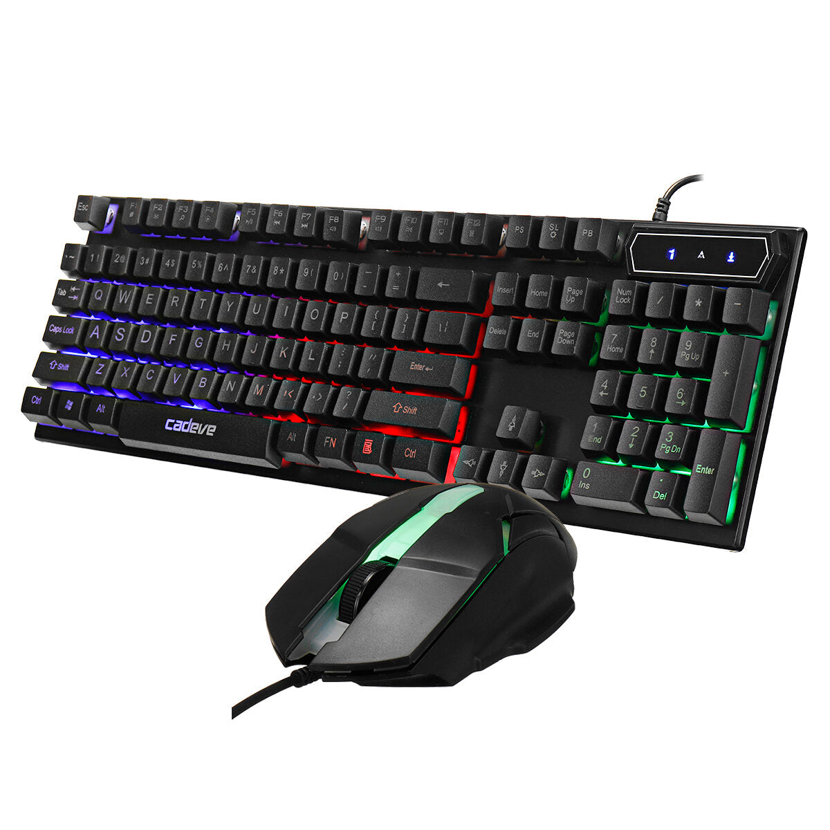 Wired Keyboard & Mouse Set 104 Keys USB Wired Light Transmitting Keyboard Ergonomic Mouse RGB Rainbow Backlit Gaming Keyboard Mouse Combo