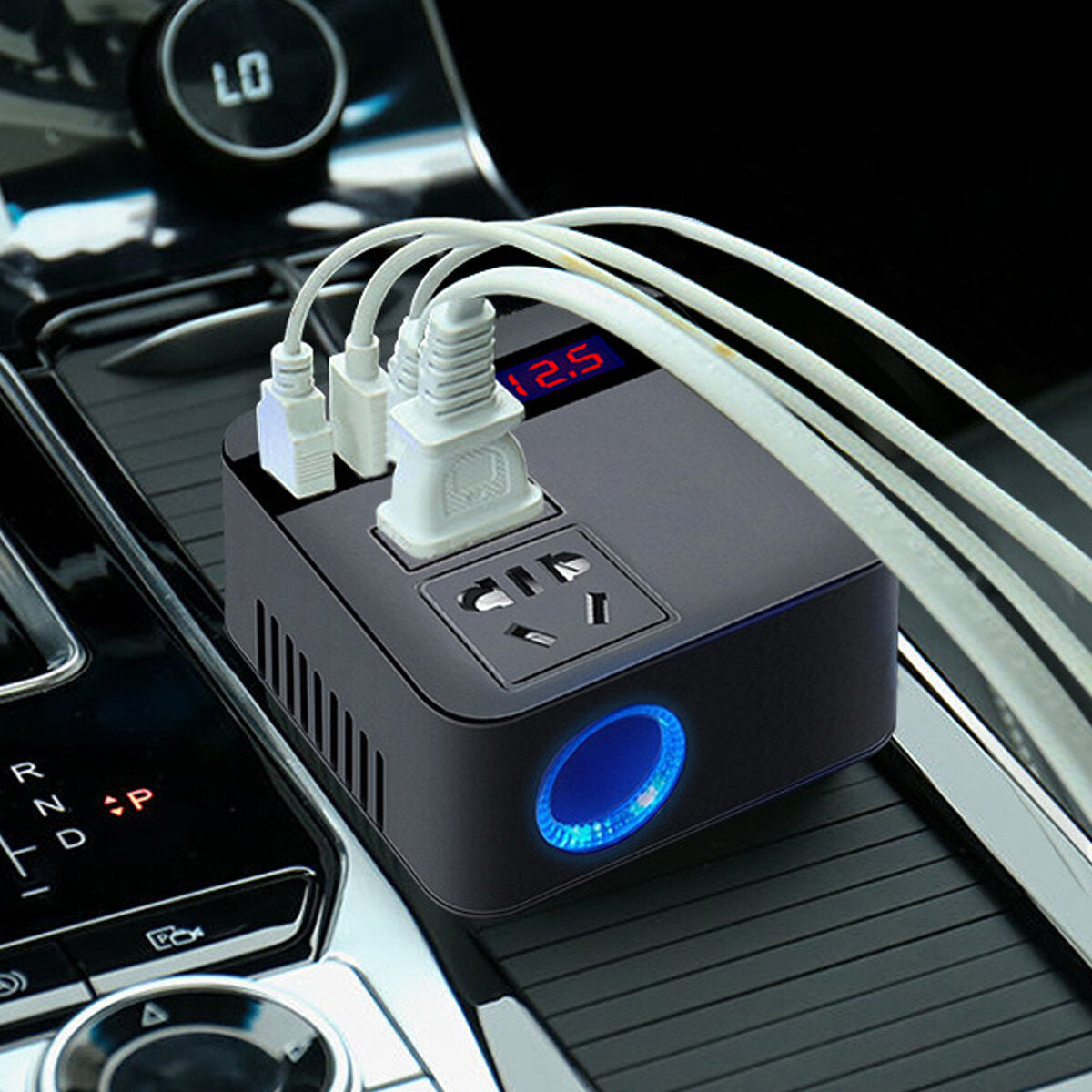 12V/24V Universal Car Inverter 6 Socket Digital Display Fast Charging for Truck