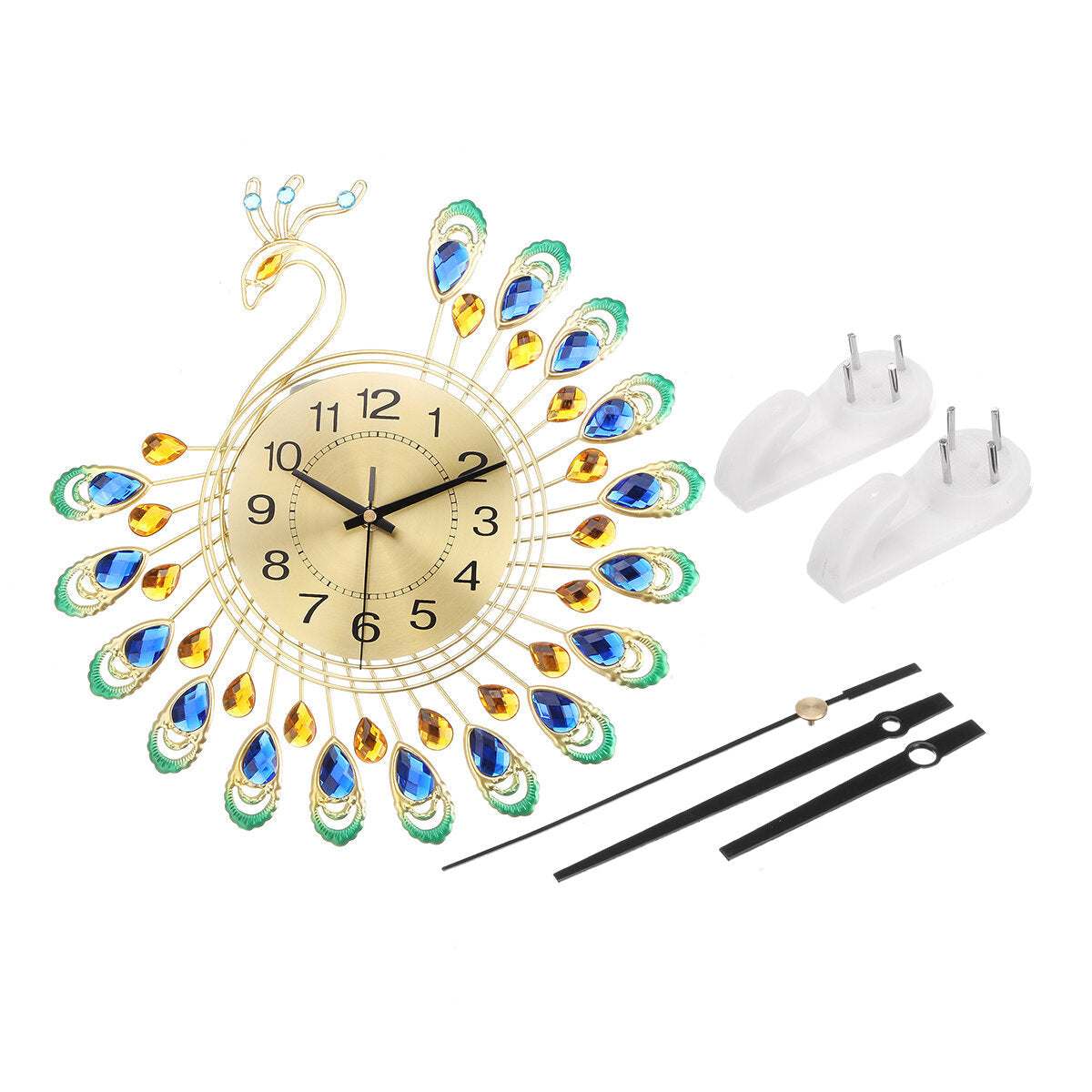 Peacock Wall Clock Metal Living Room Bedroom European Style Antique 38X38 cm