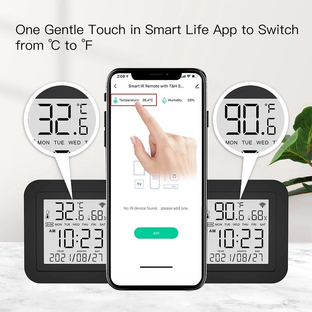 WiFi Smart Remote Controller Temperature and Humidity Sensor for Air Conditioner TV AC Works with Alexa Google Home