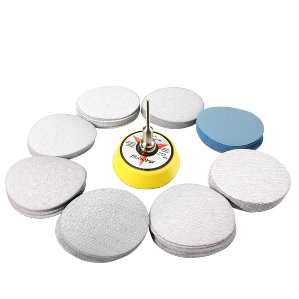 2/3 Inch Hook and Loop Sanding Pad 3mm Shank with 80pcs 80 to 7000 Grit Sand Paper