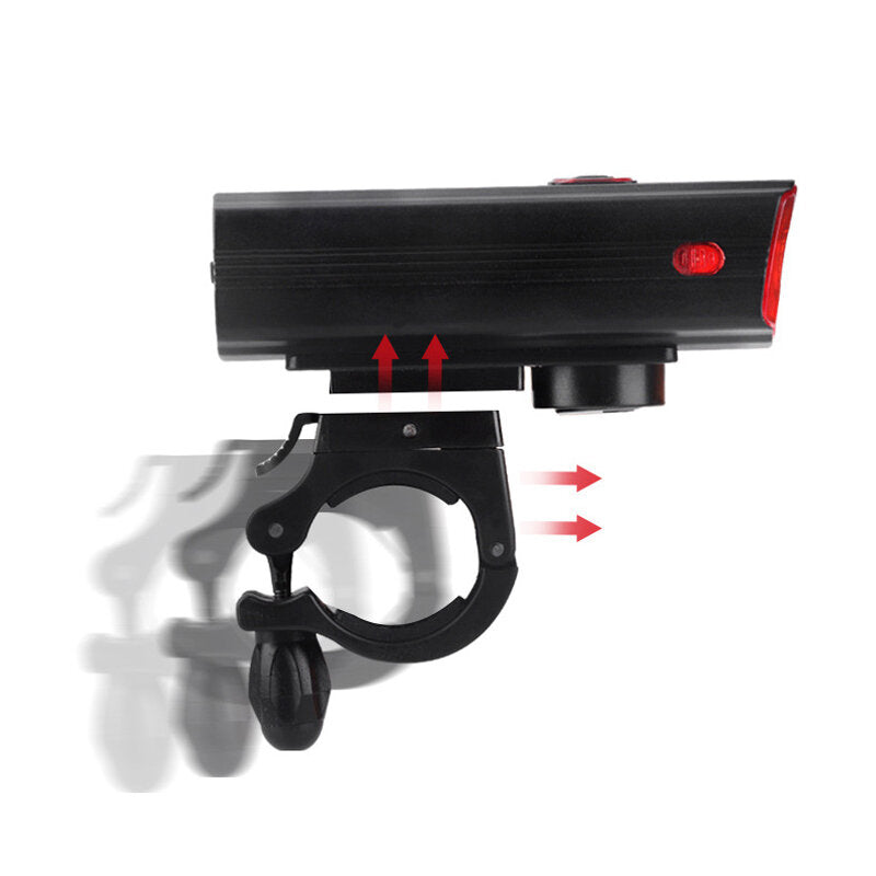 5-Modes 2*T6 LED USB Charging Bicycle Headlights 6-Horns Sounds Waterproof Bike Front Light For MTB Rode Electric Bike