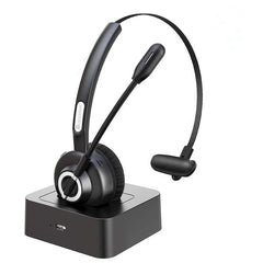 Bluetooth 5.0 Headphones Hands-free With HD Mic Charging Base Wireless Skype Headsets For Trucker Drivers Call Office