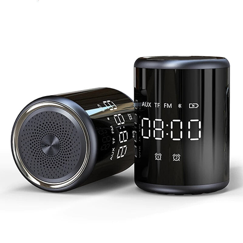 Bluetooth Speaker LED Screen Alarm Clock Portable Speaker Loud Stereo Sound Rich Bass TF/AUX/FM Radio Player with Mic