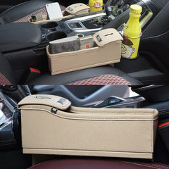 Car Seat Gap Storage Box Multifunction Leather Car Water Cup