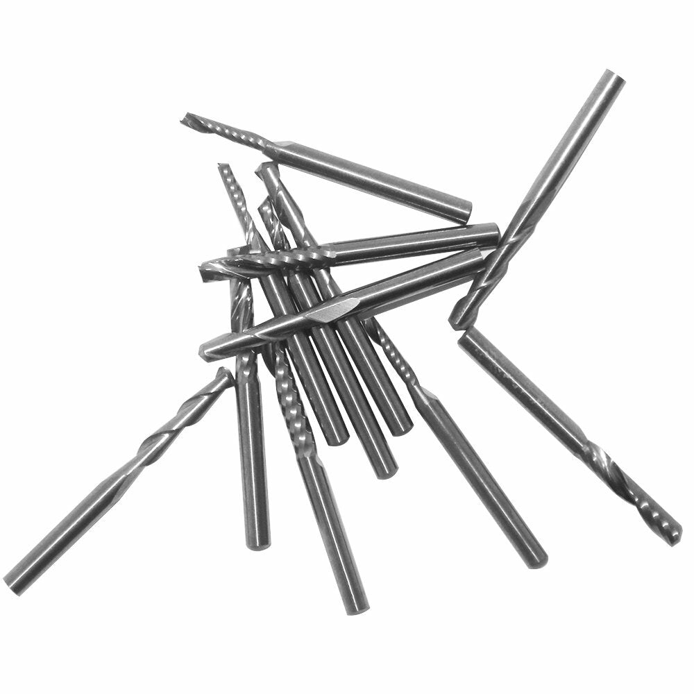 12 Pcs Carbide End Mill Cutter 1/8" Cnc Router Bits Double Flute Tools 1 Flute Single Edged Milling Cutter