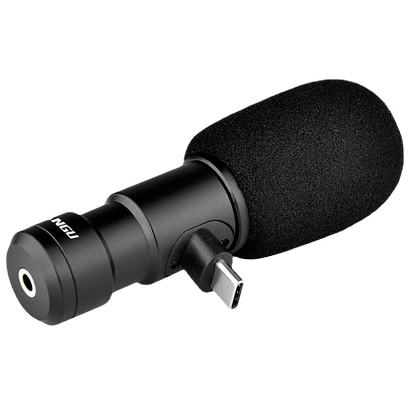 Type-C Plug and Play Microphone External Stereo Interview for Reporter Mobile Phone Camera Video