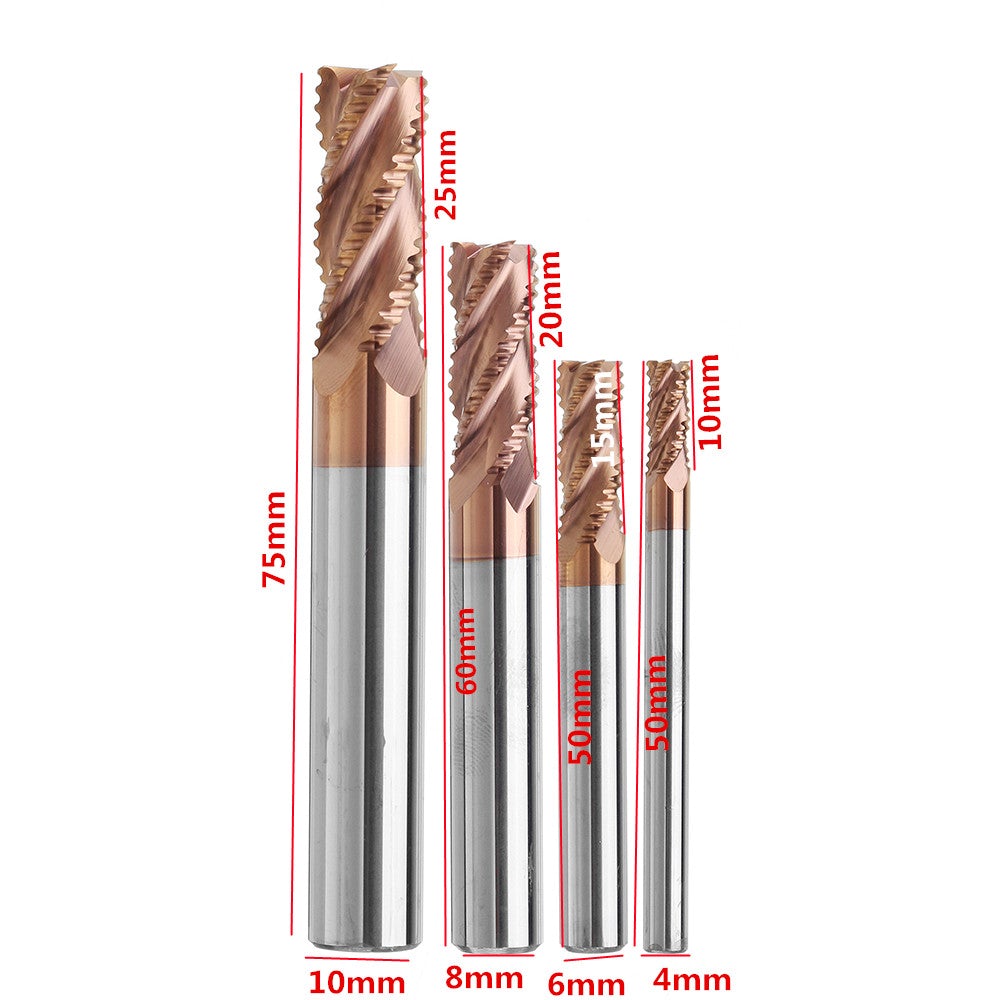 4/6/8/10mm Rough End Mill Cutter 4 Flutes HRC55 AlTiN Coating Milling Cutter