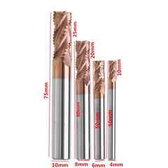4/6/8/10mm Rough End Mill Cutter 4 Flutes HRC55 AlTiN Coating Milling Cutter