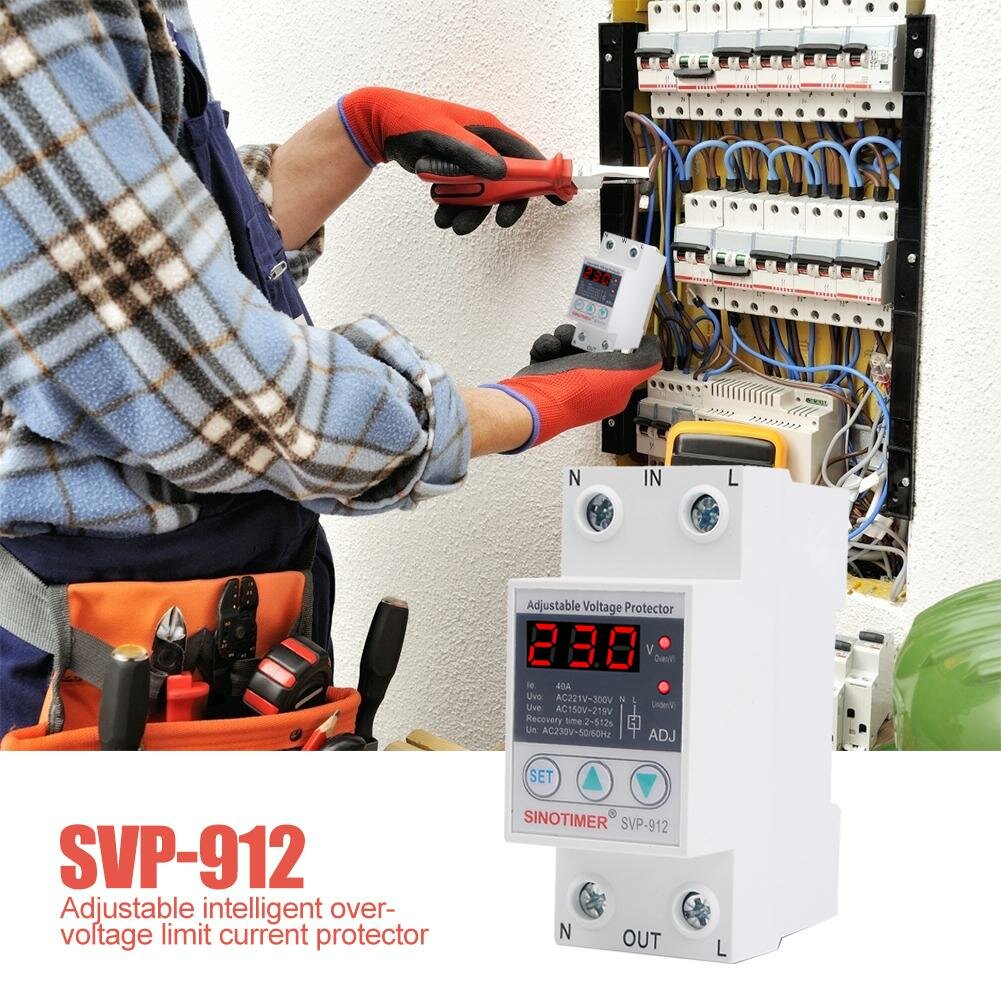 Automatic Reconnect House Surge Protector 40A 63A 80A DIN Rail Adjustable Protection Relay