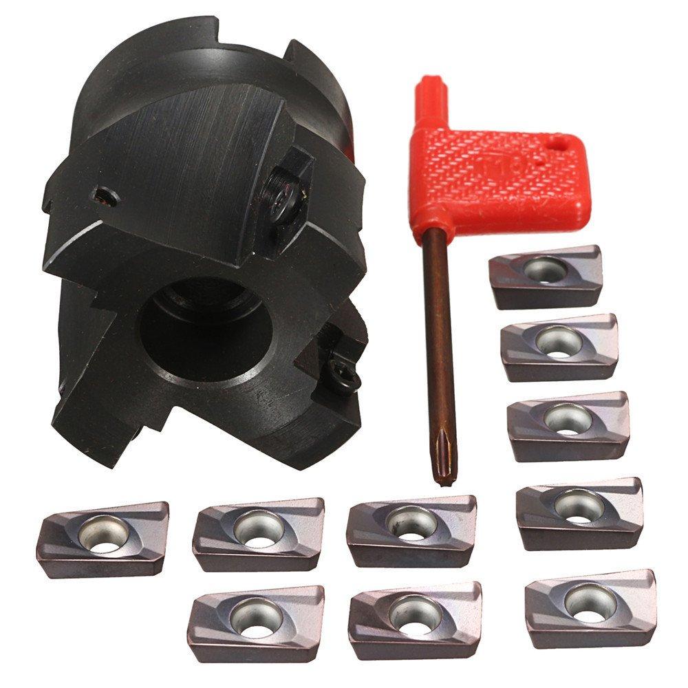 400R-50-22 4 Flute 90 Degree Face End Mill Cutter with 10pcs APMT1604 Carbide Iinserts and Spanner