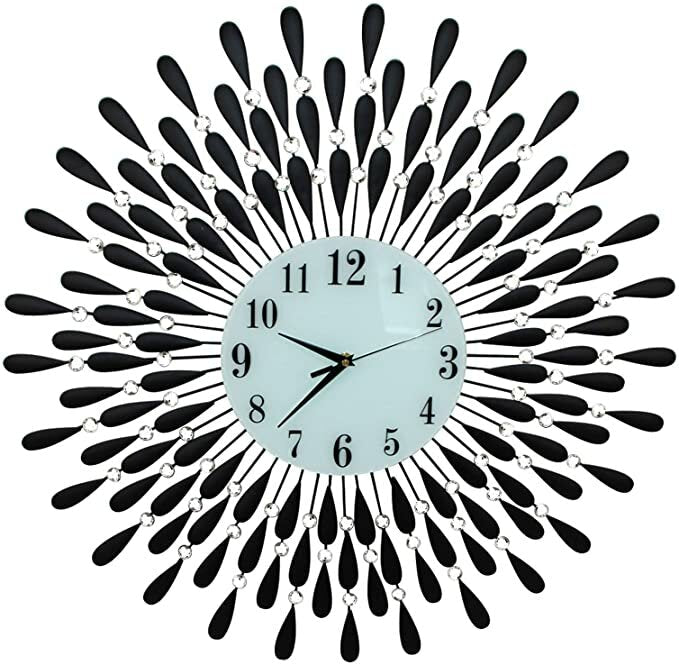 Black/Gold Iron Wall Clock Geometric Diamond Wall Clock without Battery