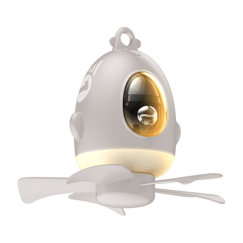 Mini Ceiling Fan Light 4 Modes Adjustable Hanging Tent Fan 3 Gear LED Lamp for Outdoor Camping Travel