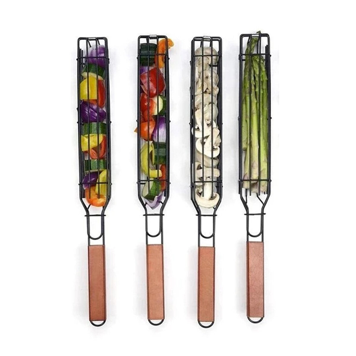 Portable BBQ Grilling Basket Barbecue Grill Mesh For Meat Kebab Tools Black 1PC