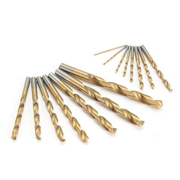 15pcs 1.5-10mm Twist Drill Bits Titanium Coated HSS Twist Drill