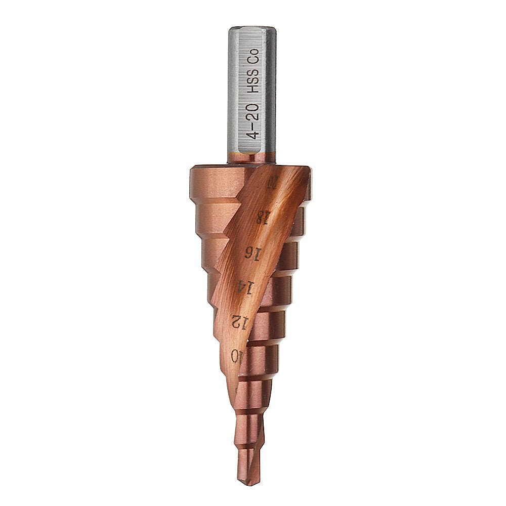 Cobalt Step Drill Bit Triangle Shank 4-12/4-20/4-32mm Spiral Flute Step Drill