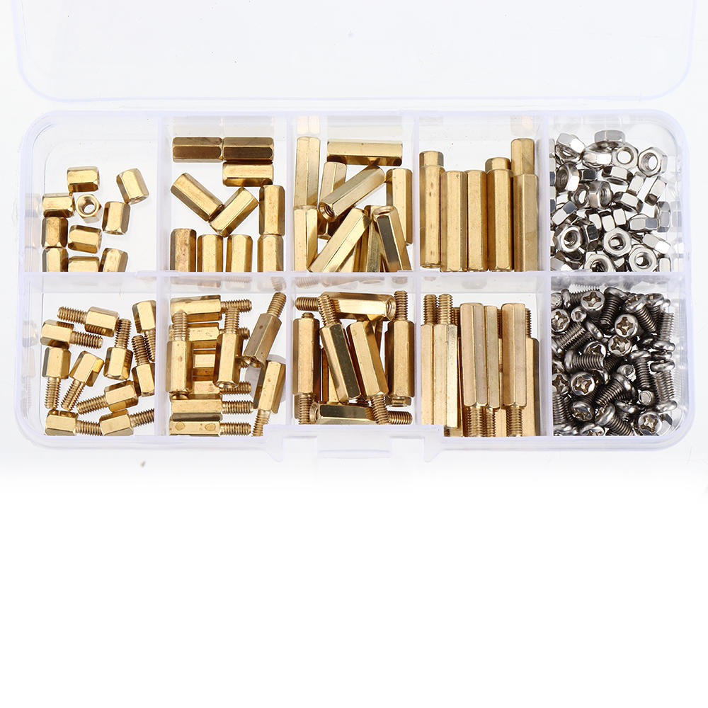 M3BH9 180Pcs M3 Male-Female Brass Hex Column Standoff Support Spacer Pillar Stainless Steel Screws Nuts for PCB Board