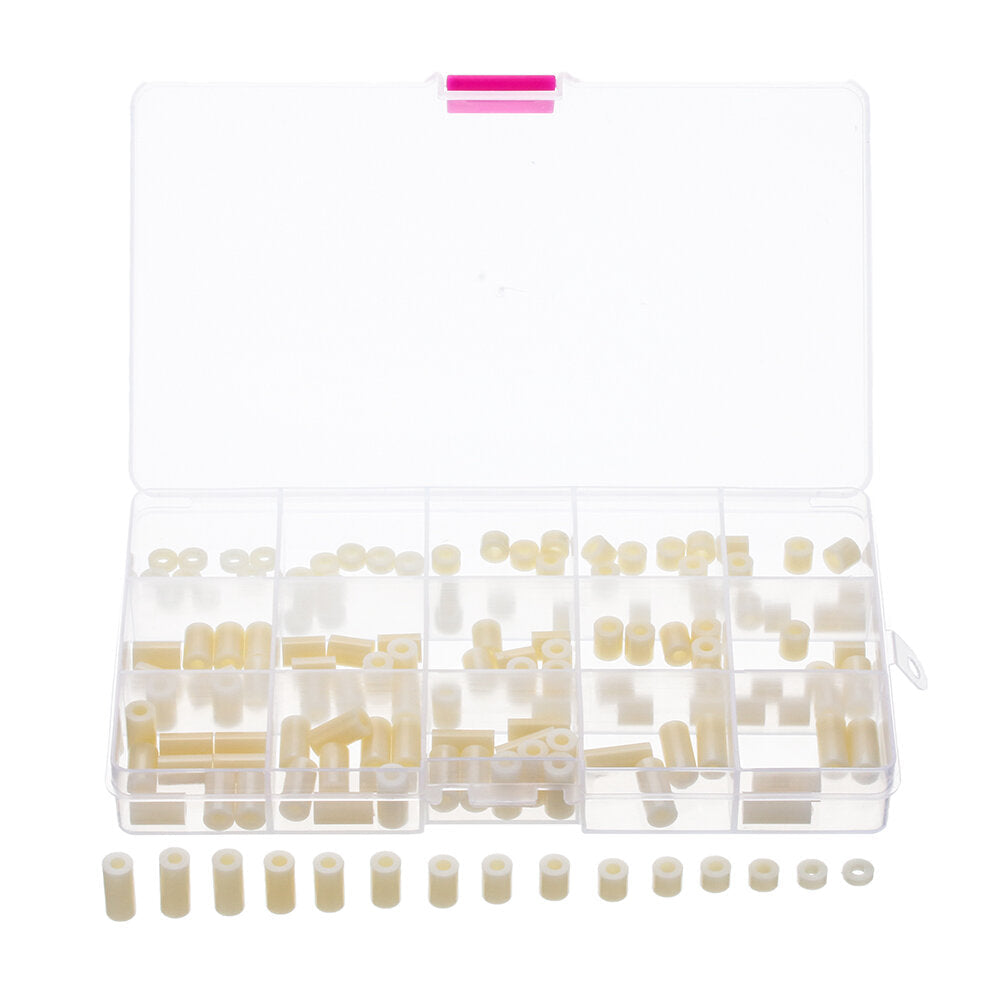 M3NR3 140Pcs M3 Black/White Nylon Round Column Non-Threaded Spacer Hollow PCB Standoff Set