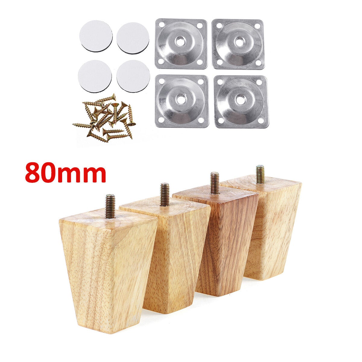 4pcs Square Inclined Wooden Furniture Feets Legs Set For Sofa Cabinets Table