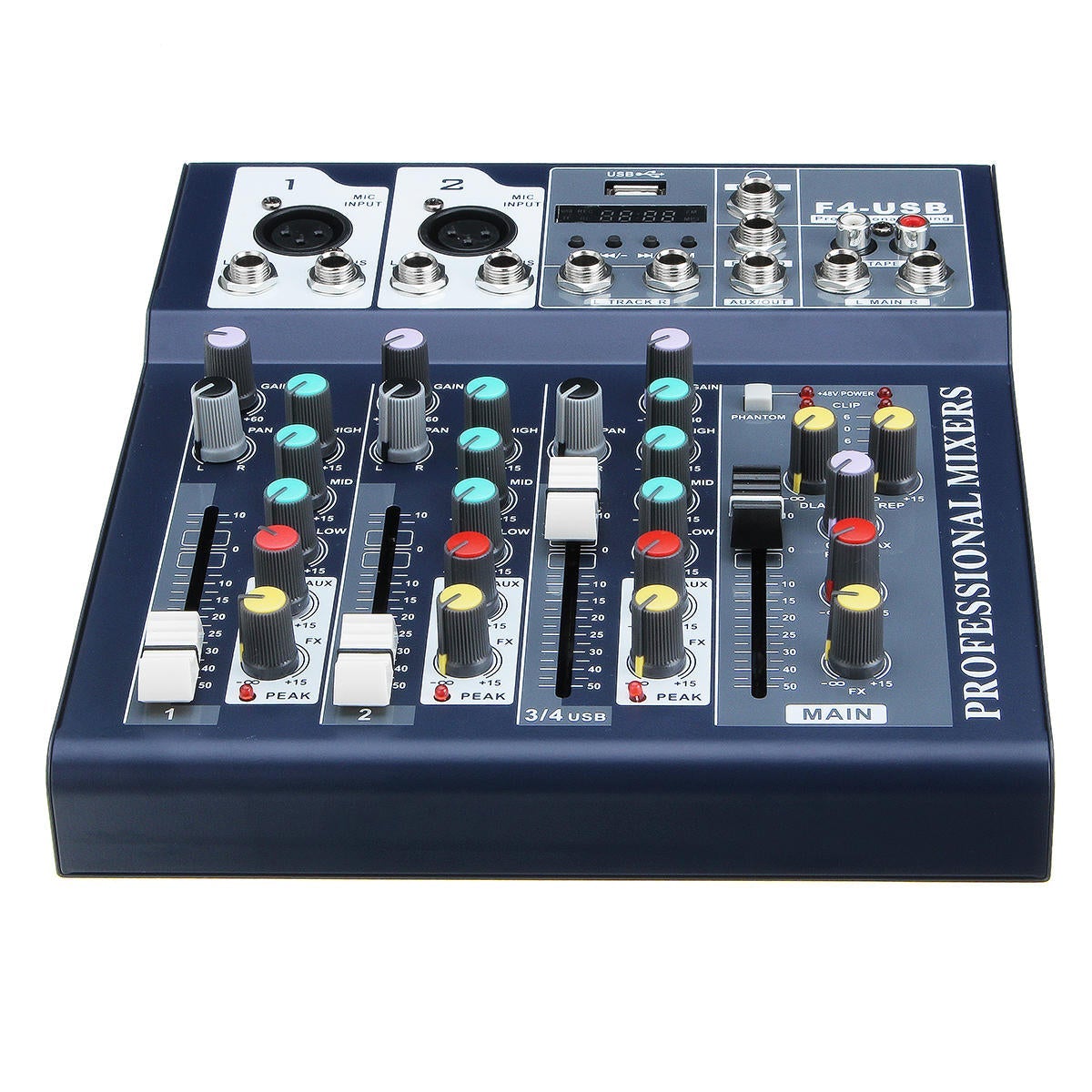 4 Channel USB Bluetooth Audio Mixer with Reverb Effect for Home Karaoke Live Stage Performance