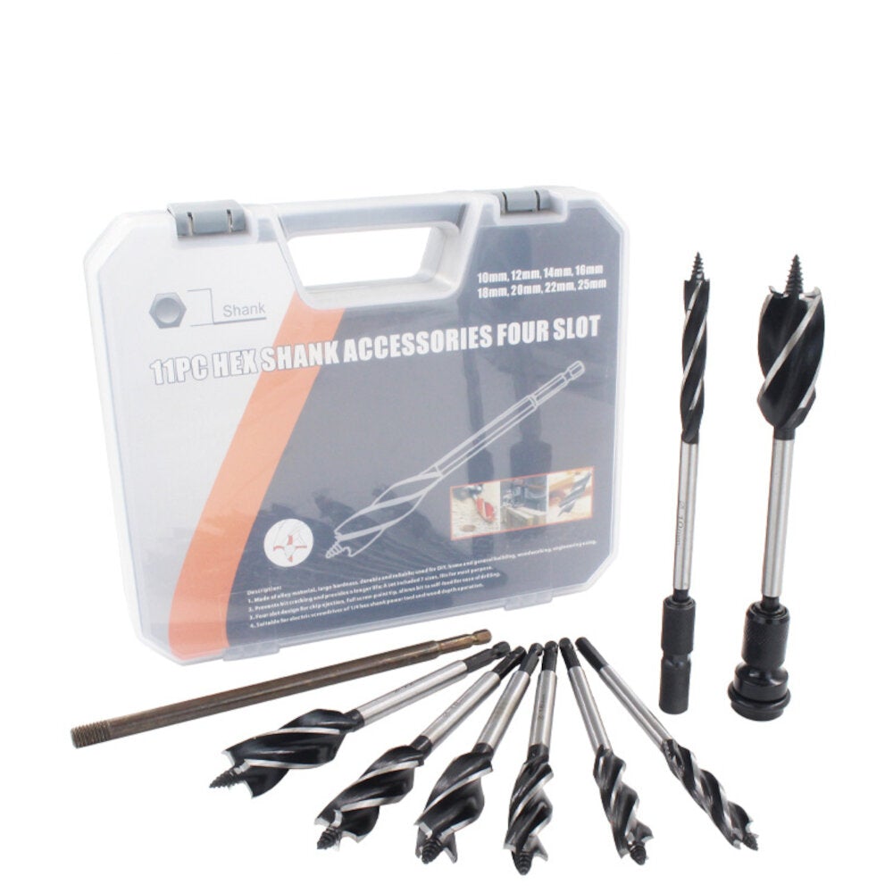 11Pcs 1/4 Inch Hex Shank Auger Drill Bits 10-25mm Cutting Diameter Hole Saw Cutter Cut Auger Bits