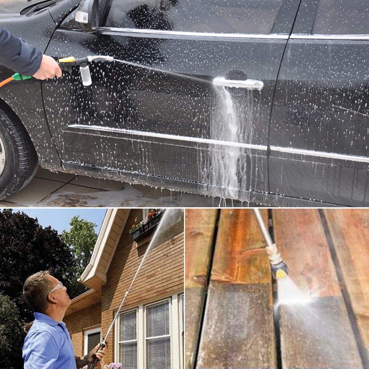 High Pressure Washer Water Sprayer Jet Nozzle Wand Cleaner with Foam Bottle