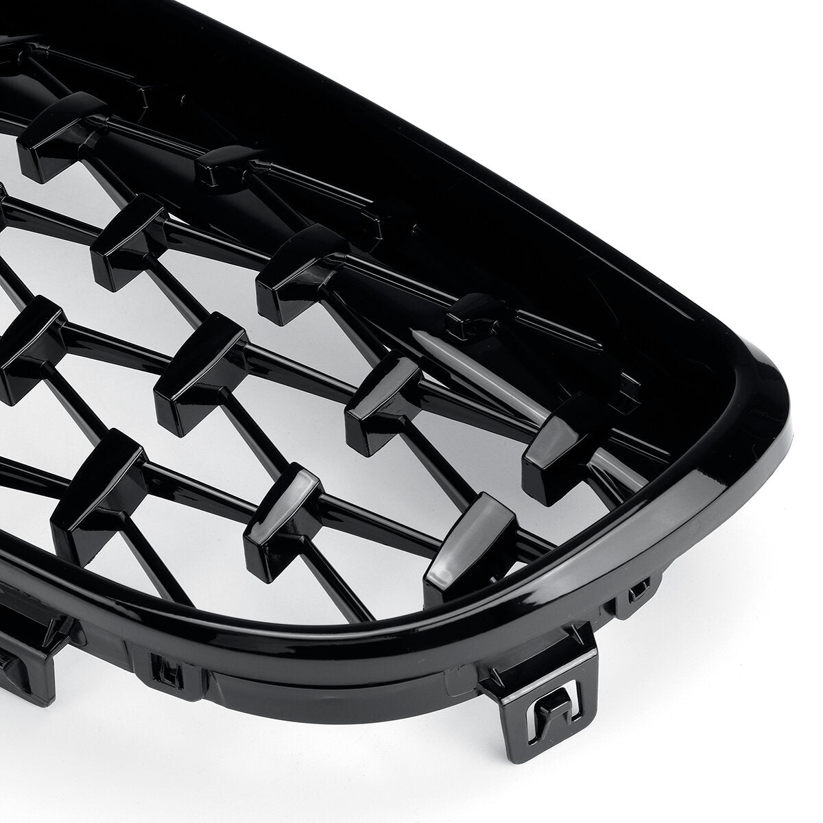 Pair Glossy Black Car Front Kidney Grill Grilles Diamond Style For BMW 1 Series